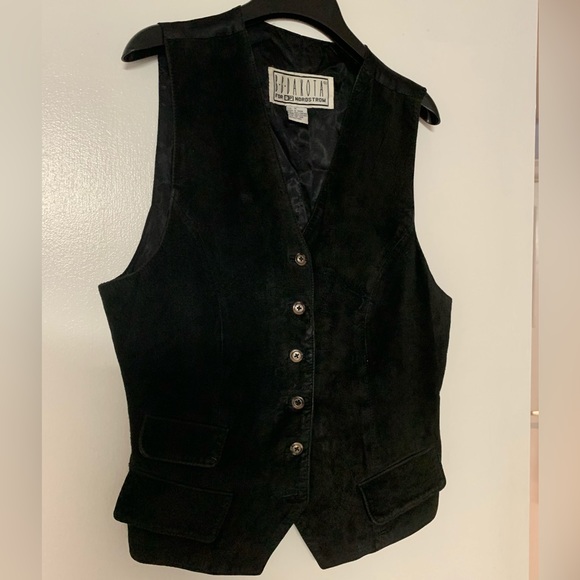 Vintage BB Dakota for Nordstrom Black Leather Suede Vest Medium - Picture 6 of 12